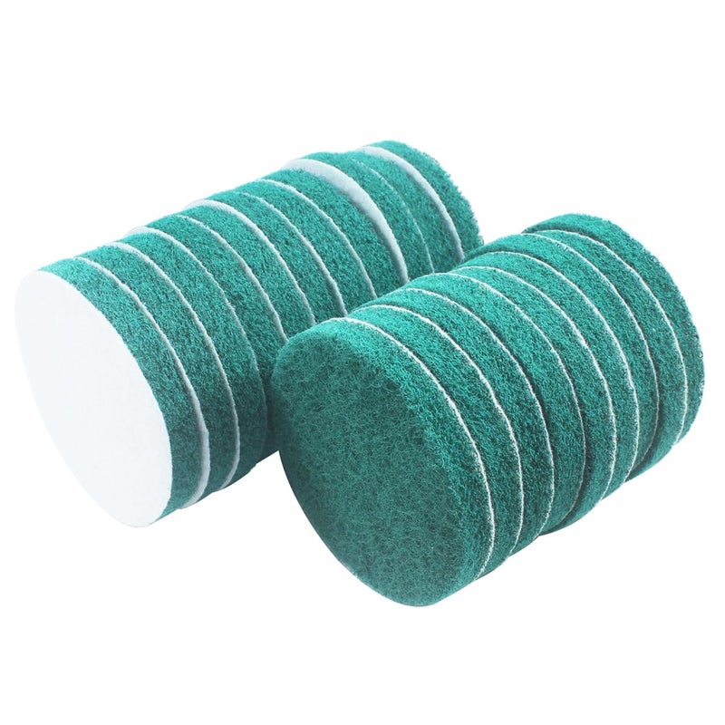 JUNLIXN 5 Inch 180 Grit Drill Brush Scrubber Scouring Pads, 20 Pcs Hook & Loop Power Scrubber Scouring Pad for Rotary Tools, Random Orbital Sander (Green) - Image 3